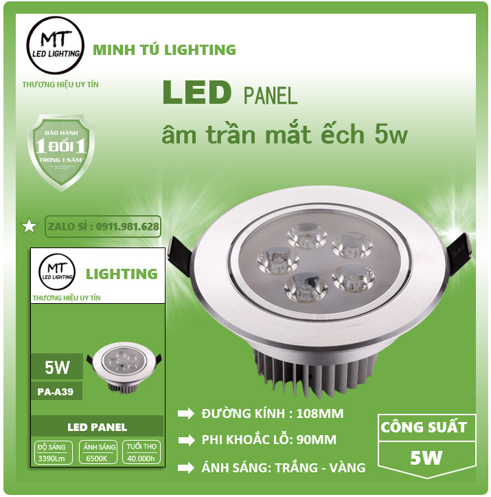 Đèn âm trần mắt ếch 3W, 5W, 7W,12W cao cấp