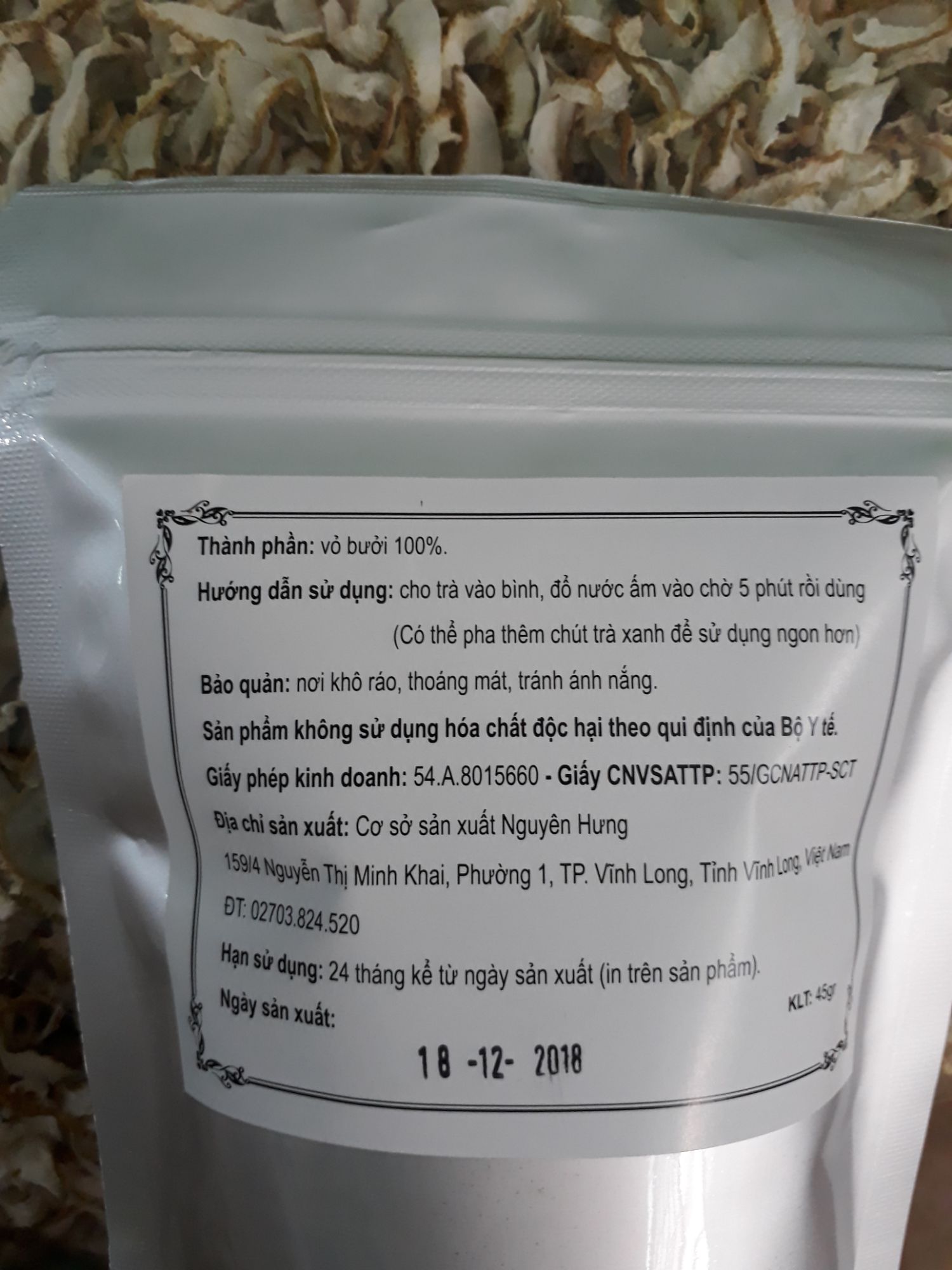 trà vỏ bưởi mekong 45gr
