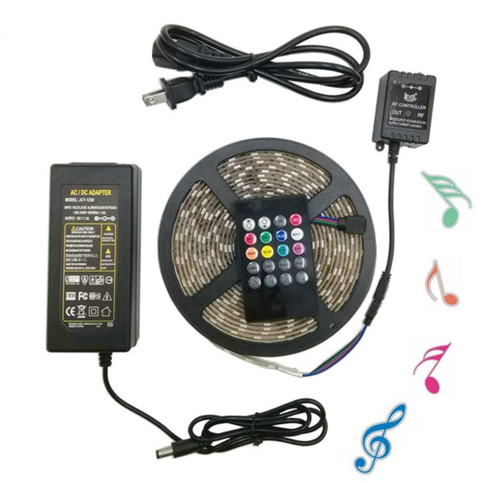 Bộ đèn led 5m 5050rgb trang trí tivi + nguồn + bộ khiển led dây 5m cảm ứng nhạc