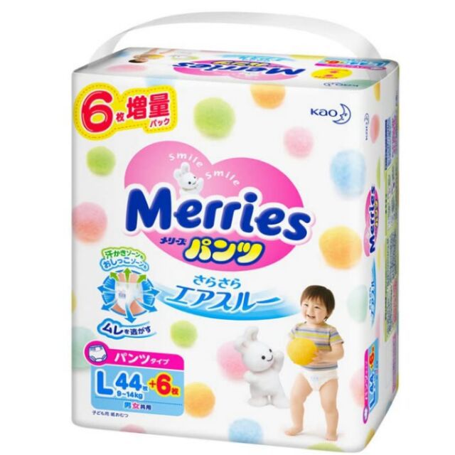 Bỉm quần merries l 46 + 4 miếng