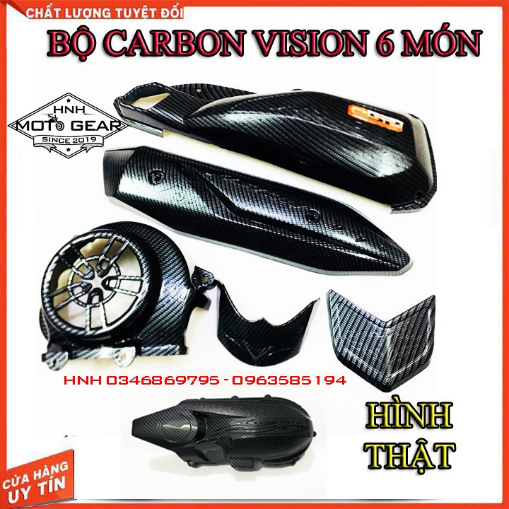 Ốp carbon cho honda vision 2014-2020 artista bộ 6 món