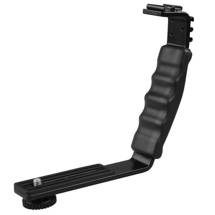 Thanh Bracket chữ L gắn đèn Led Microphone Flash 2 chân hot shoe