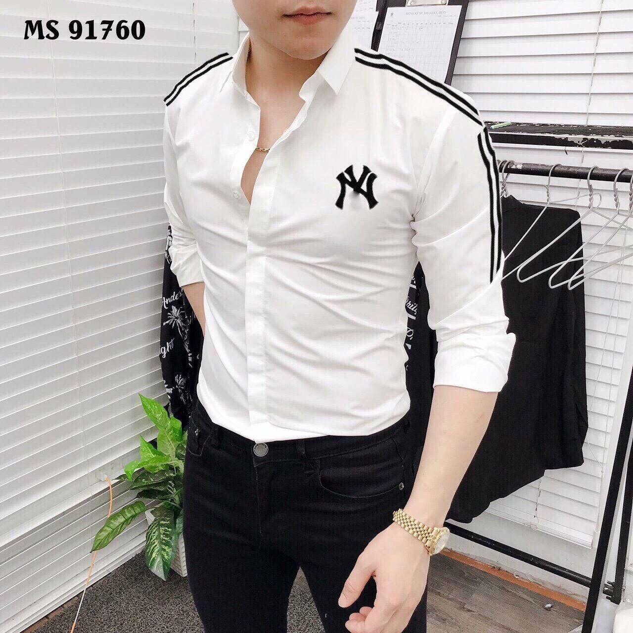 ÁO SƠ MI NAM VIỀN TAY PHỐI LOGO CỰC HOT