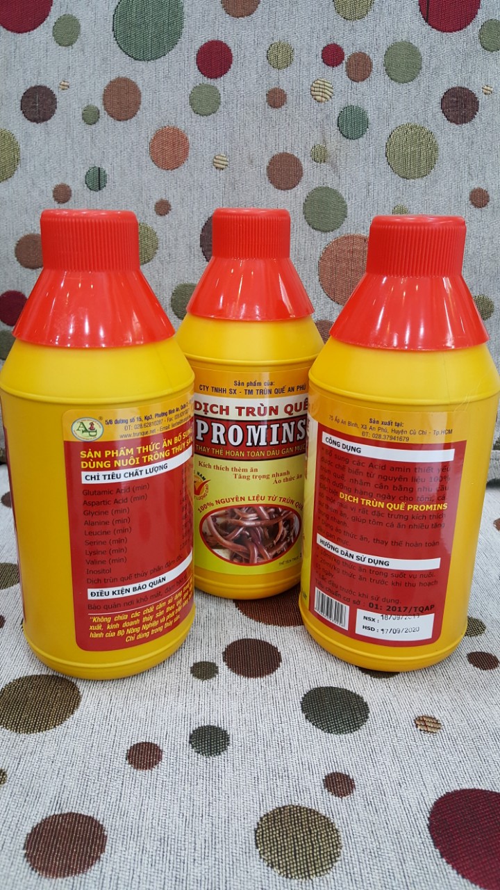 COMBO 3 CHAI DỊCH TRÙN QUẾ PROMINS DÙNG CHO CÁ TRA