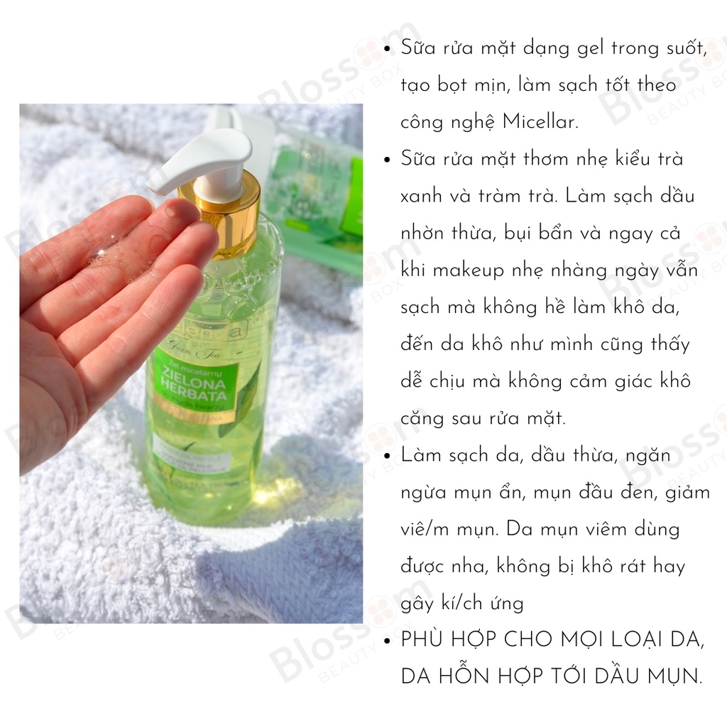 Sữa rửa mặt trà xanh da dầu mụn Bielenda (Ba Lan) 200ml