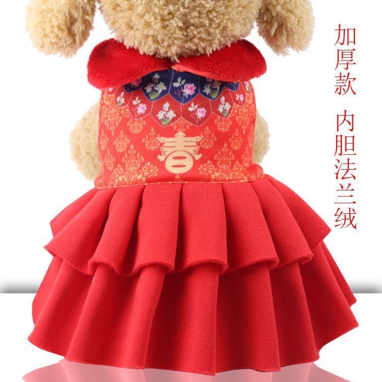 Váy tết đỏ dành cho chó mèo RA08