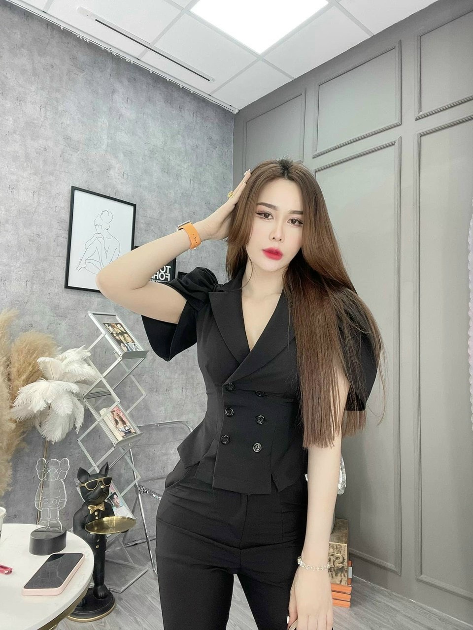 SÉT BỘ ÁO CỔ VÉT TAY PHỒNG NÚT CÀI + QUẦN BO DY PHONG CÁCH SÔNG SỞ
