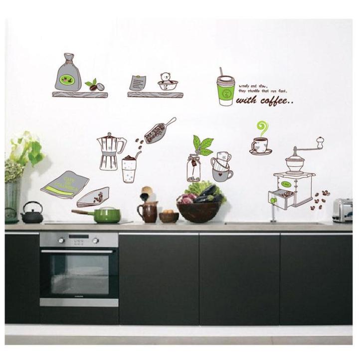 Decal dán tường with coffee AY7029- Decal dán tường trang trí phòng khách, trang trí quán cafe, trang trí shophouse