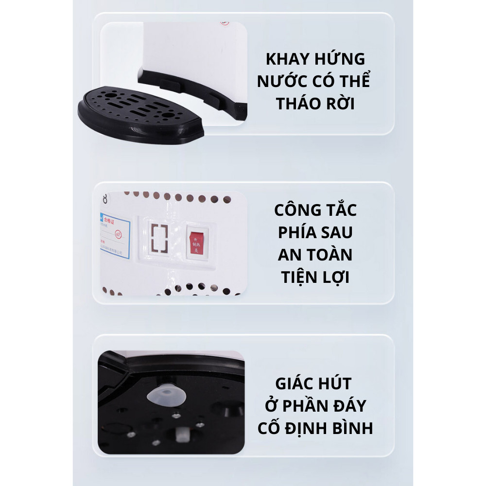 Cây nước nóng lạnh mini để bàn, bình nước nóng tiết kiệm điện có công tắc bật nóng lạnh