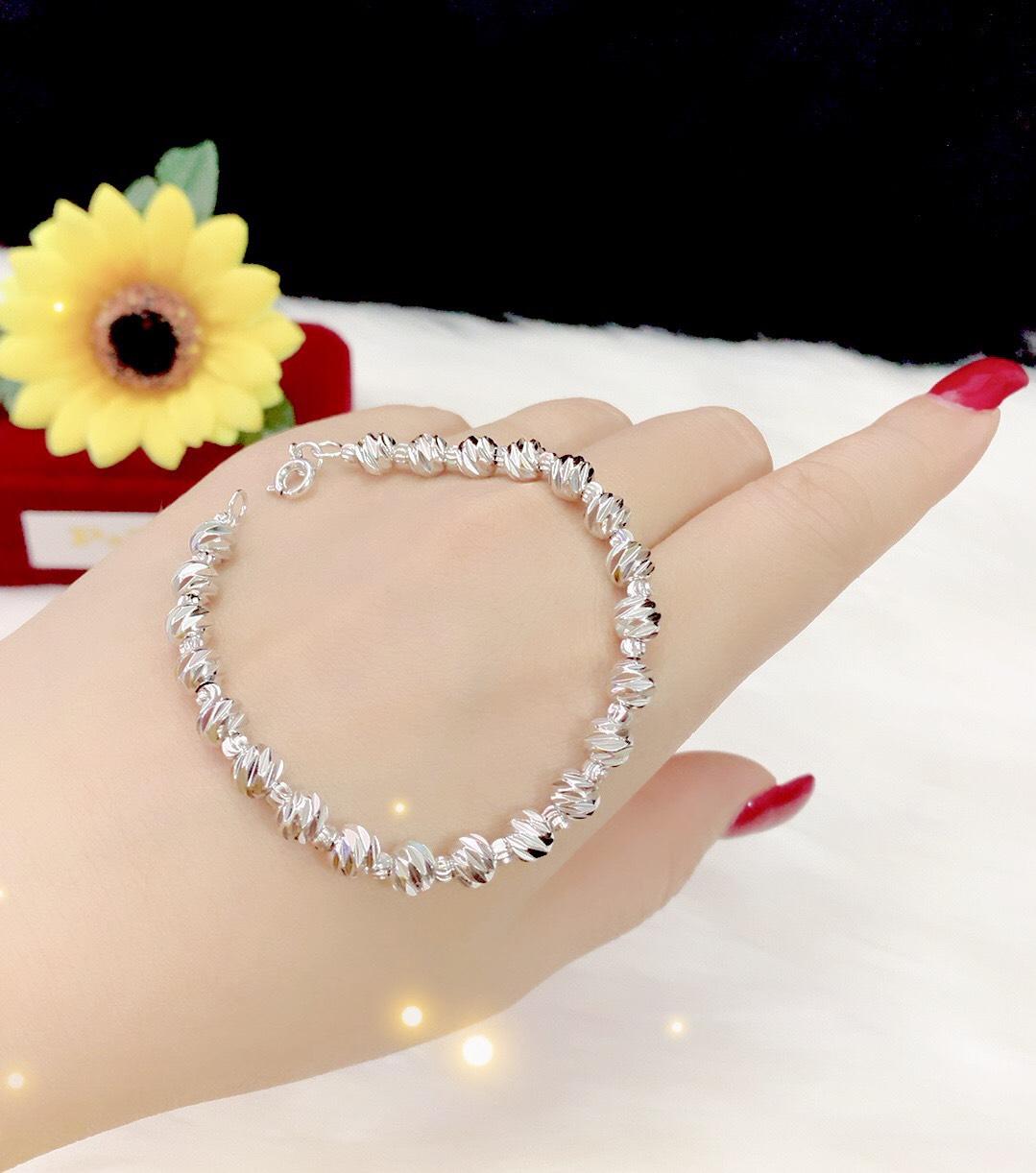 Lắc tay nữ xi dát bạch kim cao cấp