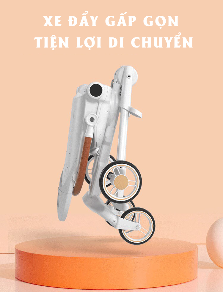 Xe đẩy du lịch cho bé RongBin 2 chiều ngã lưng 3 cấp độ ghế xoay 360 độ gấp gọn dành cho bé từ 0 đến 6 tuổi
