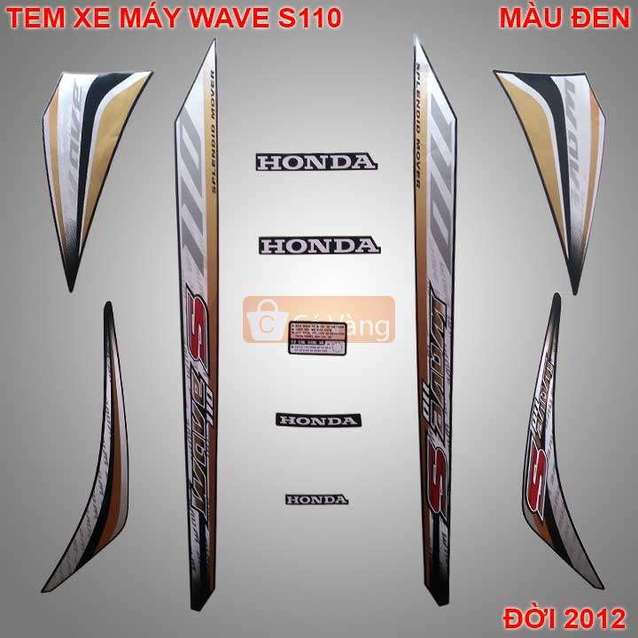 [HCM]Tem xe máy Wave S110 MÀU ĐEN đời 2012 chất lượng