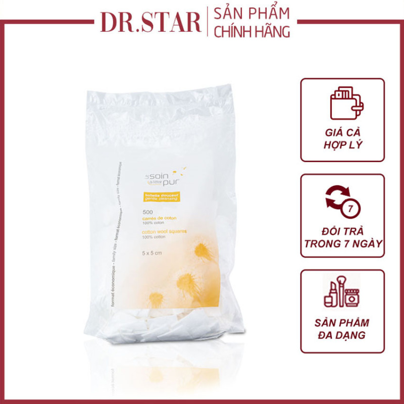 Bông Tẩy Trang TETRA 500 Miếng Dr.Star, Nhập Khẩu Chính Ngạch Châu Âu, Tẩy Trang Hiệu Quả, An Toàn Kể Cả Với Trẻ Nhỏ, Chăm Sóc Vết Thương Hở, Vệ Sinh Cho Em Bé, Không Gây Kích Ứng Da
