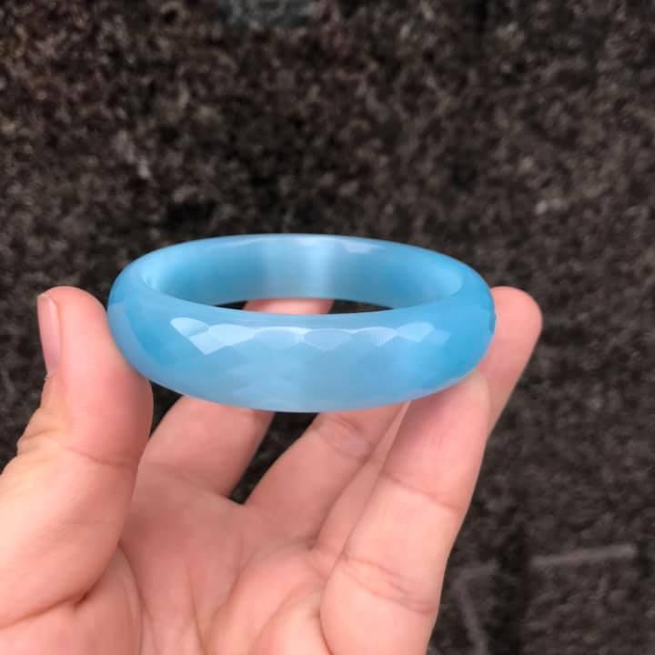 VÒNG  BẢN LIỀN ĐÁ MẮT MÈO XANH NGỌC KIỂU CẮT GIÁC - NI 54-55-56