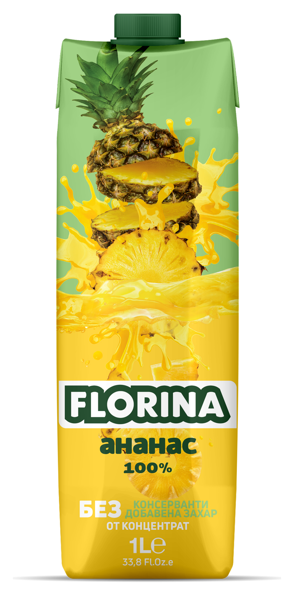 FLORINA 100% PINEAPPLE JUICE 1L (12 Bottles) - 100% DỨA ÉP 1L (12 Bình)