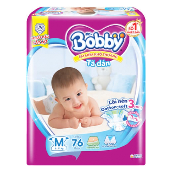 Tã dán Bobby Đủ Size M76/L68/XL68/XXL56