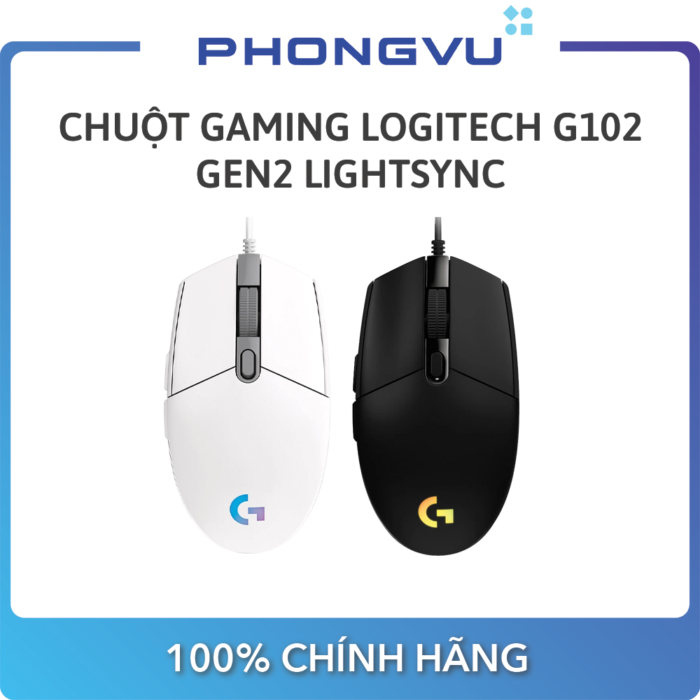 Chuột gaming Logitech G102 Gen2 Lightsync (Đen/Trắng) - Bảo hành 24 tháng