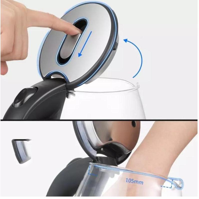 Ấm Siêu Tốc Thủy Tinh - Bình Đun Siêu Tốc RAPIDO - 1800W 1,8 Lít