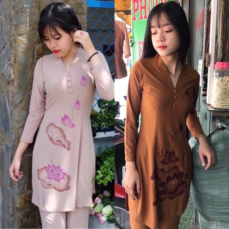 Đồ Lam Đi Chùa Kết Tân Vẽ Bụi Sen