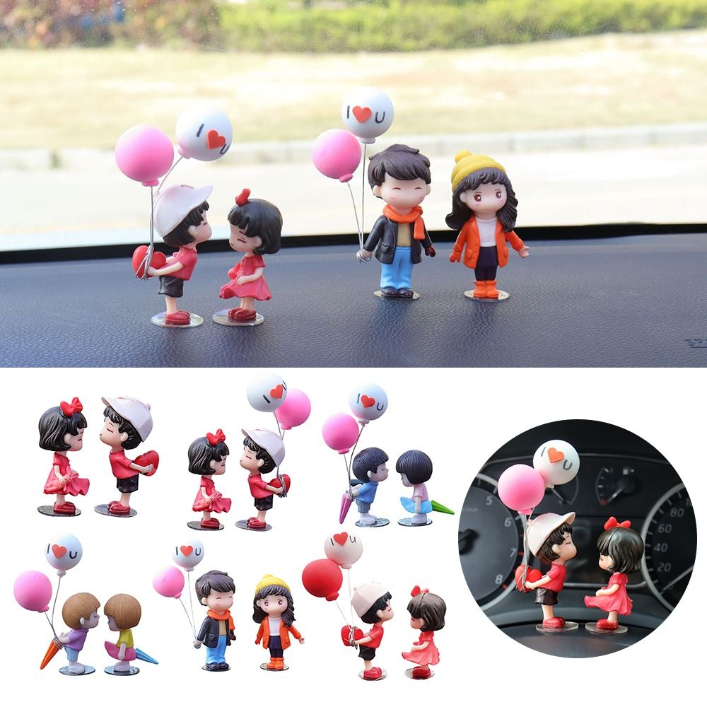 AIMEE Cute Anime Couples Kiss Balloon Car Ornament Model Perfume Clip Ornaments Auto Interior Decoration Dashboard Figurine Accessories