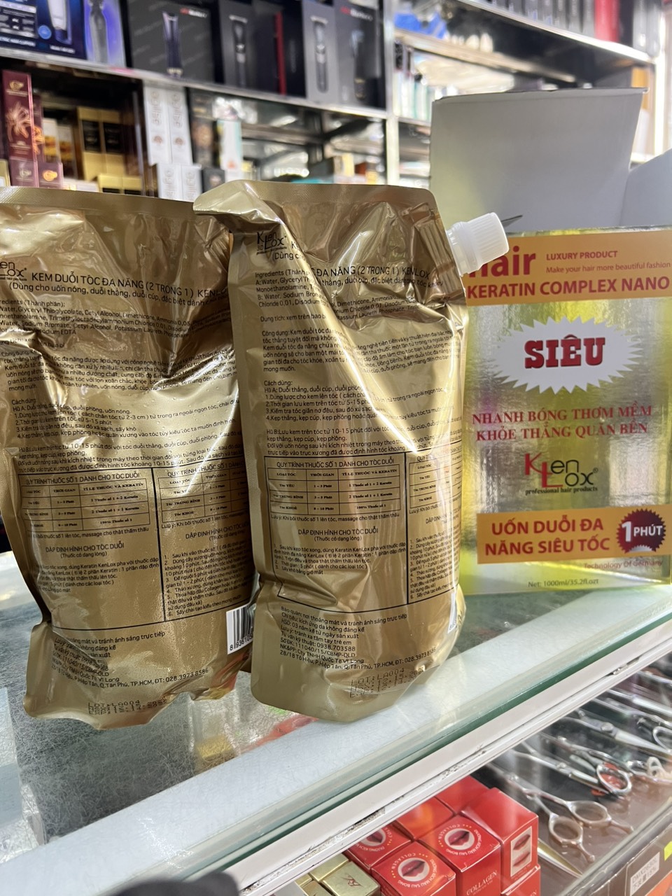 Thuốc uốn duỗi tóc Kenlox keratin siêu tốc đa năng 2in1 1000ml x2