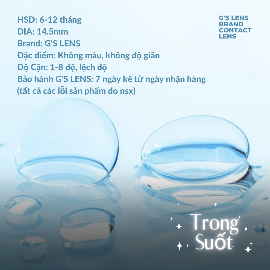 [Kính áp tròng] Lens Trong Suốt  có độ 1-10 độ cùng độ & lệch độ