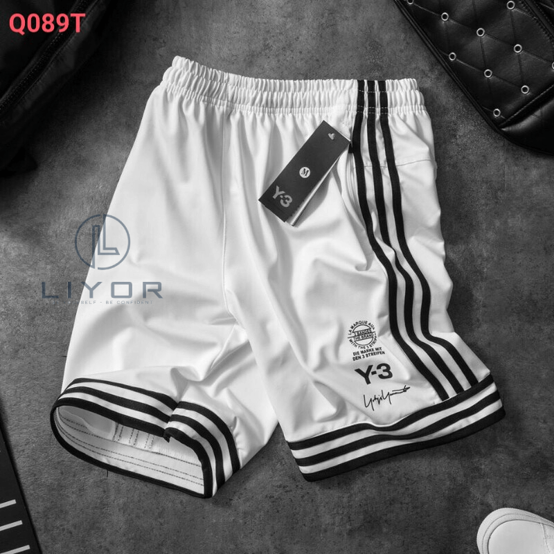 Quần short nam ba sọc mặc nhà form rộng thoải mái màu đen màu trắng thun cotton cao cấp - Liyorshop - QTT004