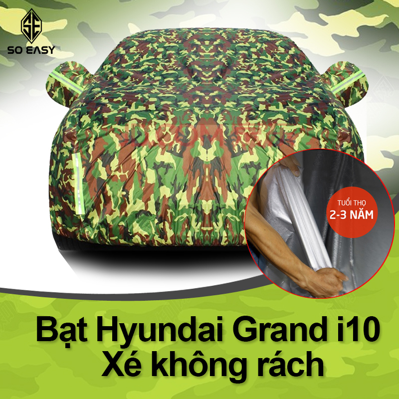 [HYUNDAI GRAND i10] Bạt phủ xe ô tô HYUNDAI GRAND i10, áo trùm xe hơi, tấm che nắng cho xe ô tô 4 đến 7 chỗ gấp xếp gọn gàng, kèm túi đựng, chất liệu vải dù Polyester Oxford Fabric cao cấp chống nước tốt, chống nắng vượt trội, độ bền cao BPXML
