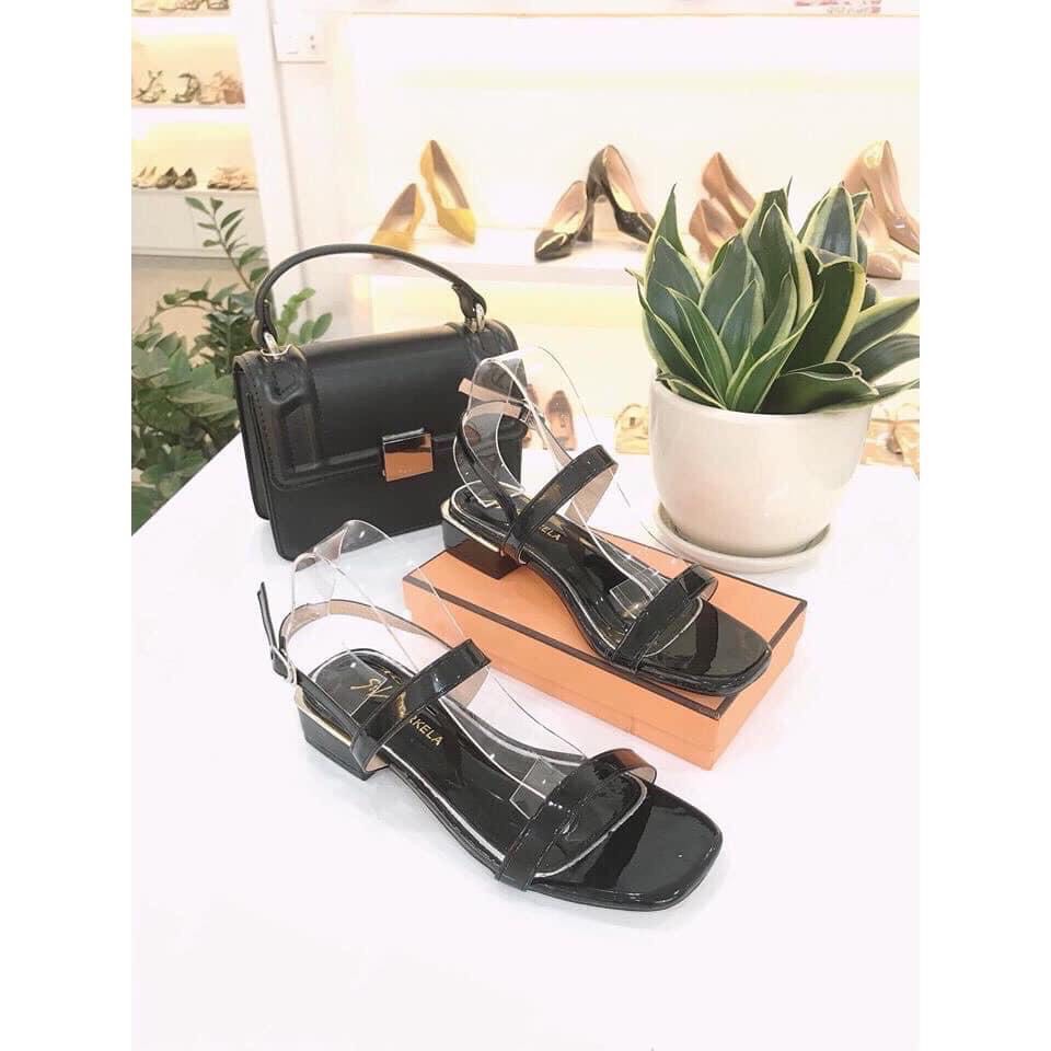 Freeship max Sandal nữ da bóng dây mảnh gót 3cm cực đẹp