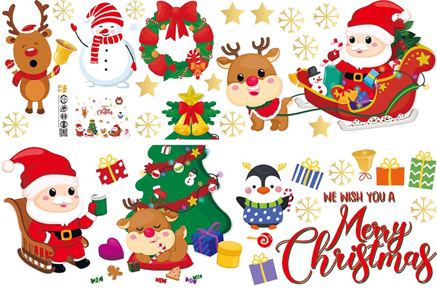 Decal noel trang trí giáng sinh vui vẻ HM92055