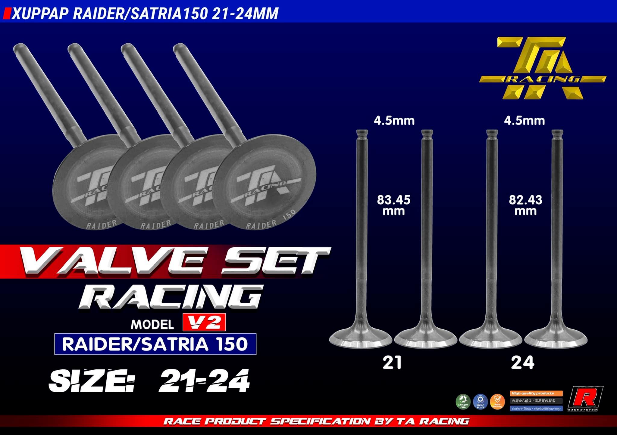 Xupap TA Có Chích Móng Raider Satria 150 V2 Kích Thước 21 24 22 25