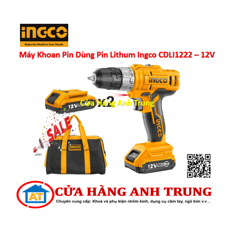 Máy Khoan Pin Dùng Pin Lithum Ingco CDLI1222 - 12V