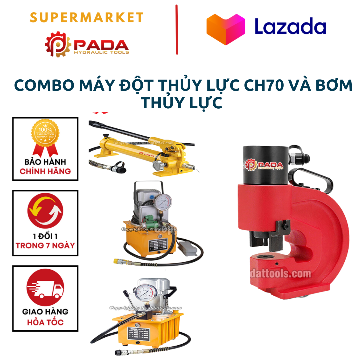 Combo Máy Đột Thủy Lực CH70 và Bơm Thủy Lực Các Loại
