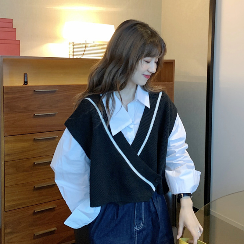 Áo gile len ulzzang dáng ngắn NB26