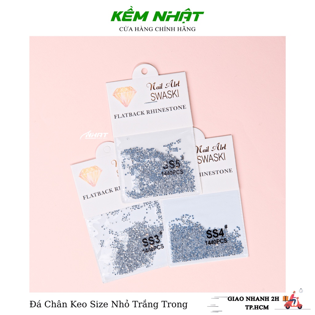 Đá chân keo size nhỏ màu trắng trong đính móng