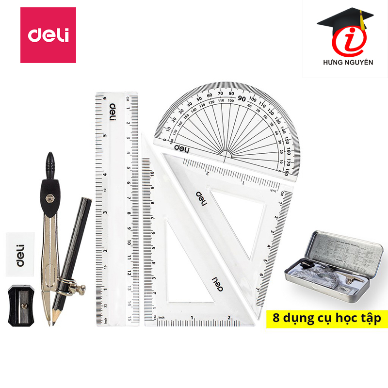 Bộ compa + thước 8 loại hộp sắt g30505