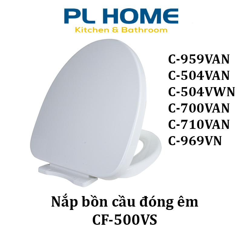 Nắp Bồn Cầu Inax CF500 Đóng Êm - Thay thế nắp cầu Inax C-504VAN, C-700, C-710, C-959, C-991, C-22PVN