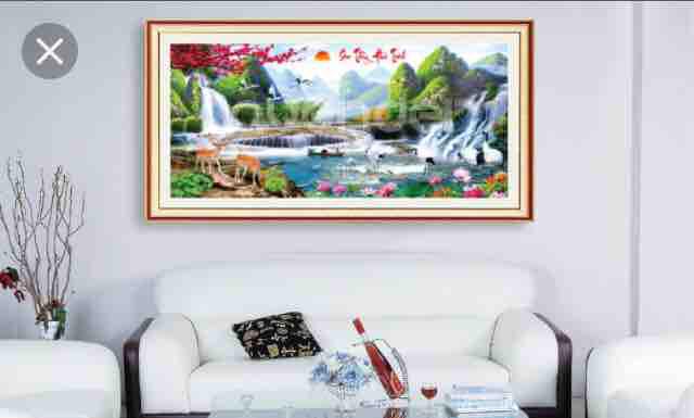 [HCM]Tranh đính đá phong cảnh kt 120x55cm