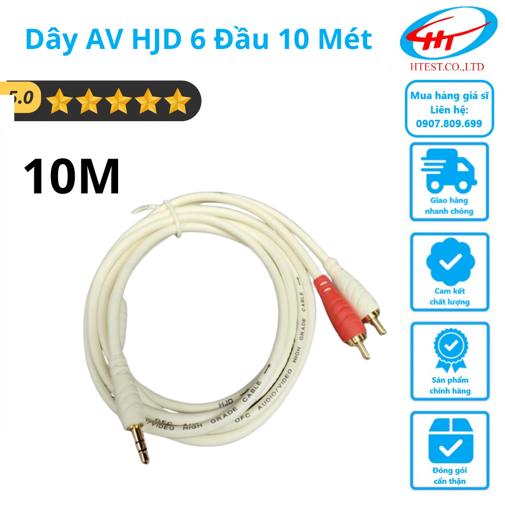 Dây av hjd 6 đầu - màu trắng 10m - sp000016