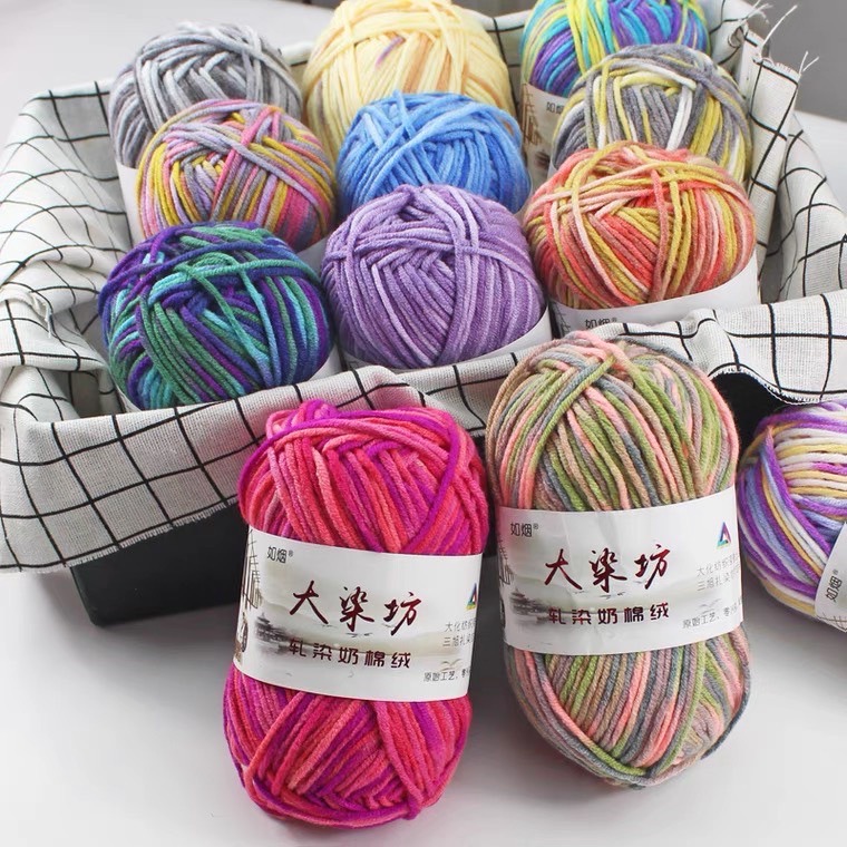Len Milk Cotton Màu Loang Cuộn 50gr