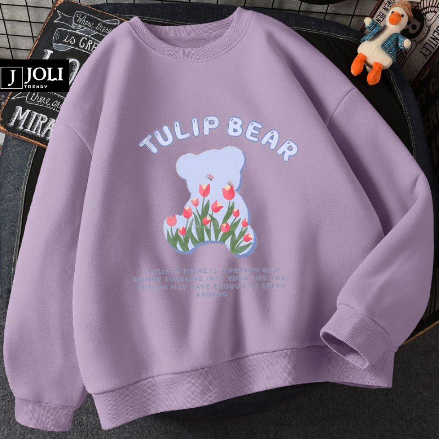 Áo sweater tulip bear nam nữ by joli unisex chất nỉ lót bông form rộng