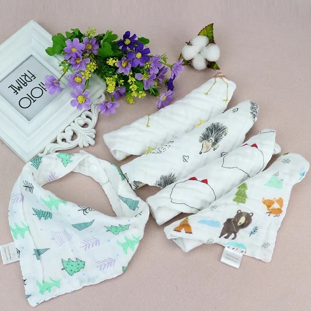 COMBO 5 Yếm Xô 6 Lớp Siêu Mềm Mịn cho bé