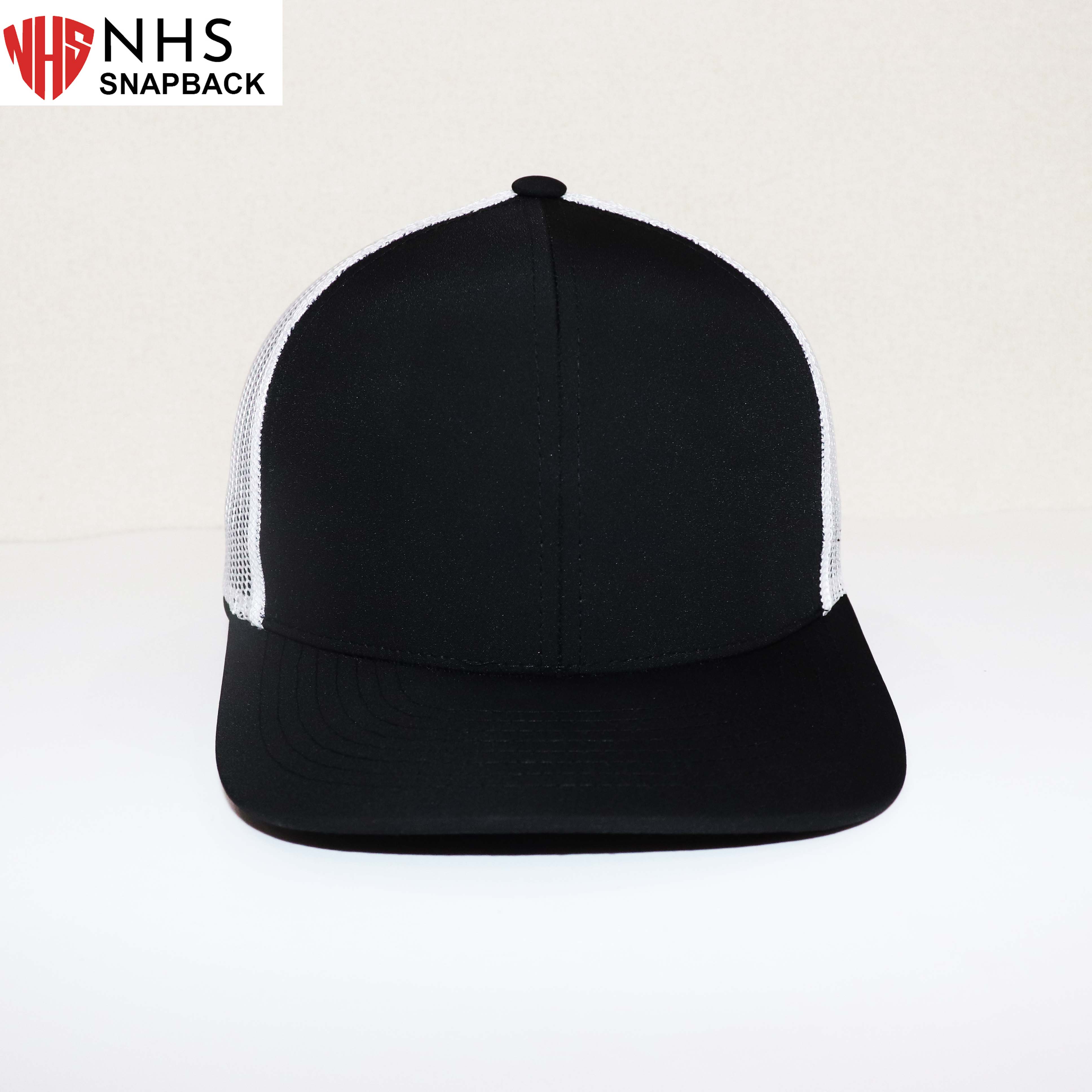 Mũ Snapback NHS Trơn009 Đen Lưới Trắng.