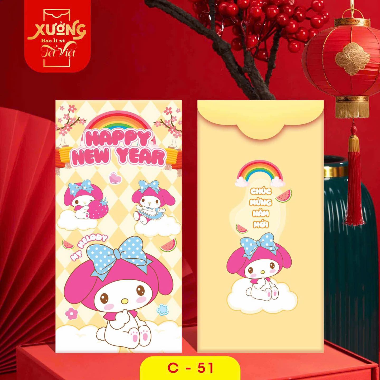 Combo 10 cái bao lì xì hoạt hình Chibi siêu dễ thương