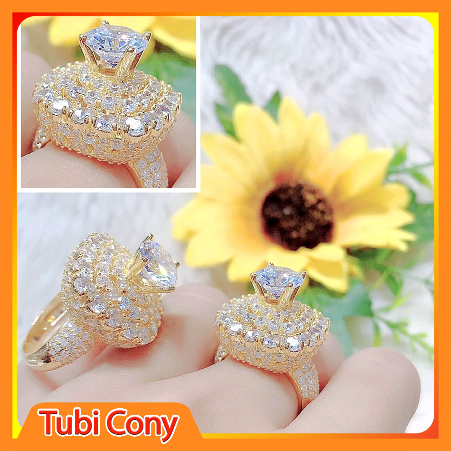 [N534] ring female gold plated 18K applique xoàn square style 063r1410-carry outings, go party all đẹp- Tubi cony-gift with box jewelry-rings for women nice, ring female fashion
