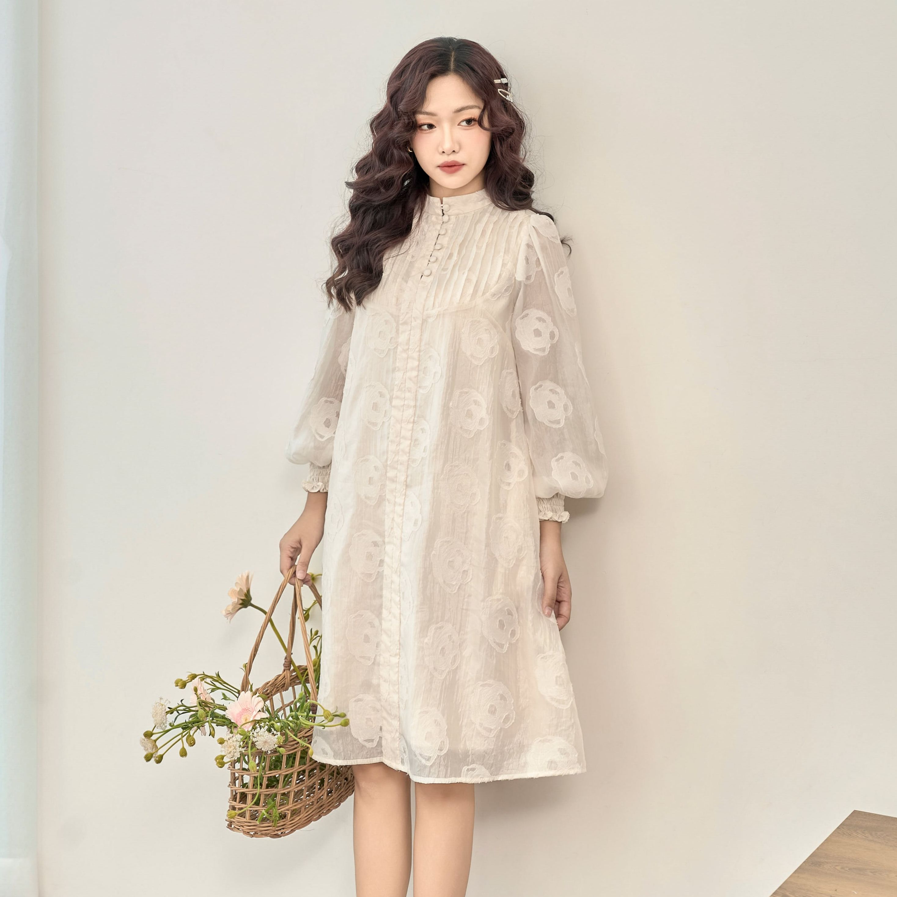 Voucher siêu sale 15% OLV - Đầm hoa suông Mariana Chiffon Dress