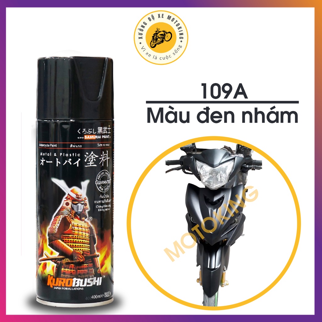 Sơn samurai đen nhám 109a - chai sơn xịt chuyên dụng cho sơn xe máy, ô tô
