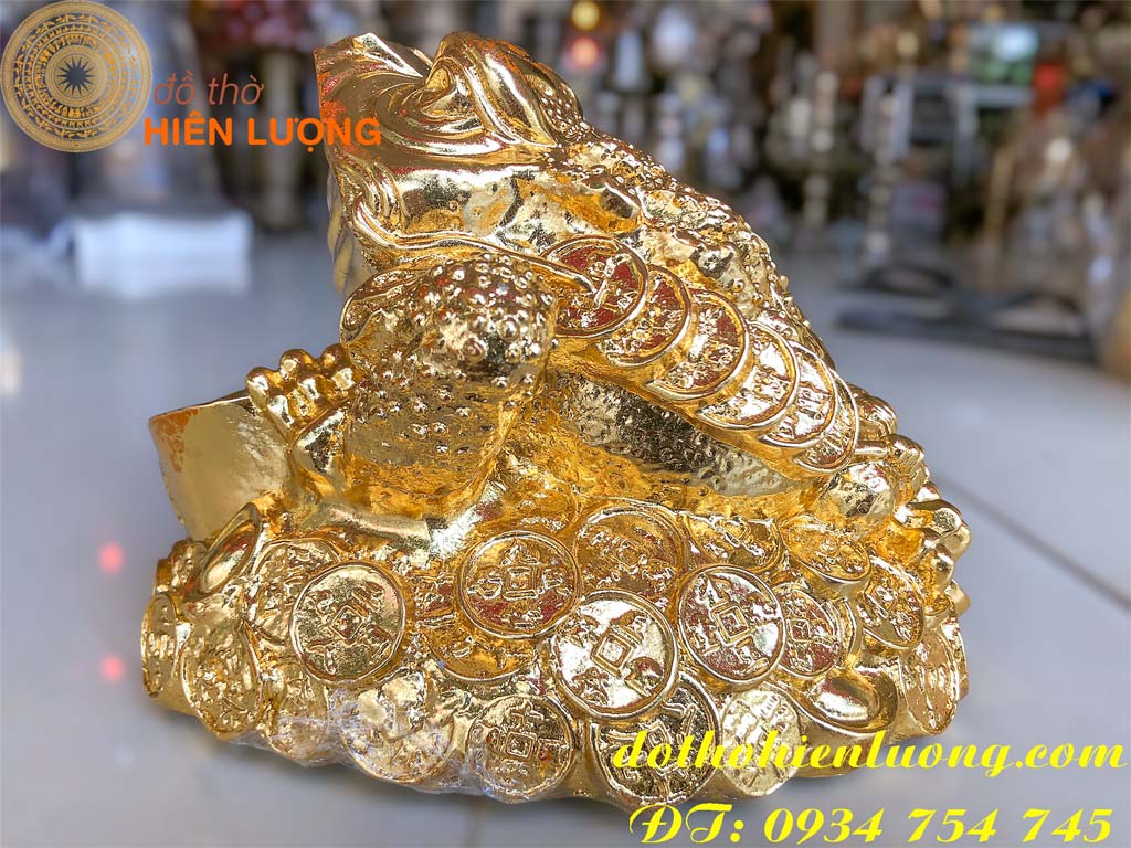 Tượng thiềm thừ mạ vàng to - cao 14cm