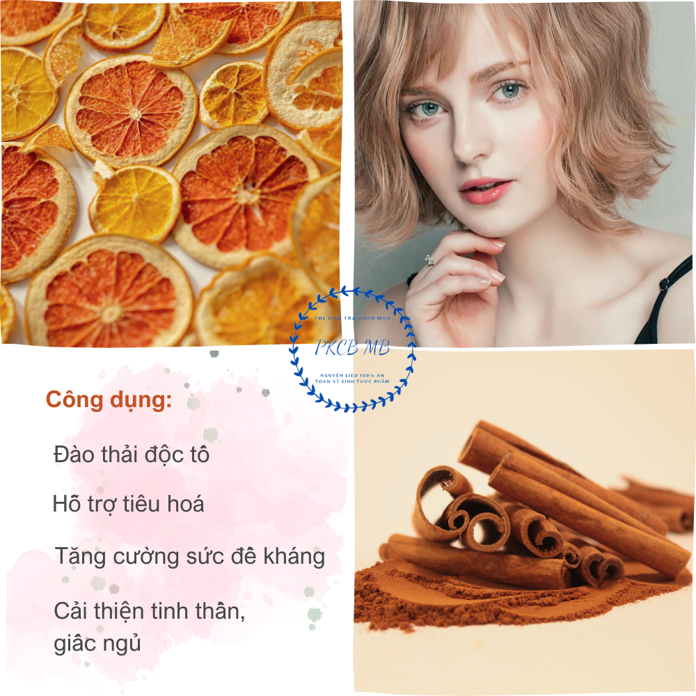 Trà thải độc (cam mỹ, quế, nụ hồng, đường phèn, lê hoặc táo mỹ) set 10 gói, 20 gói, 30 gói