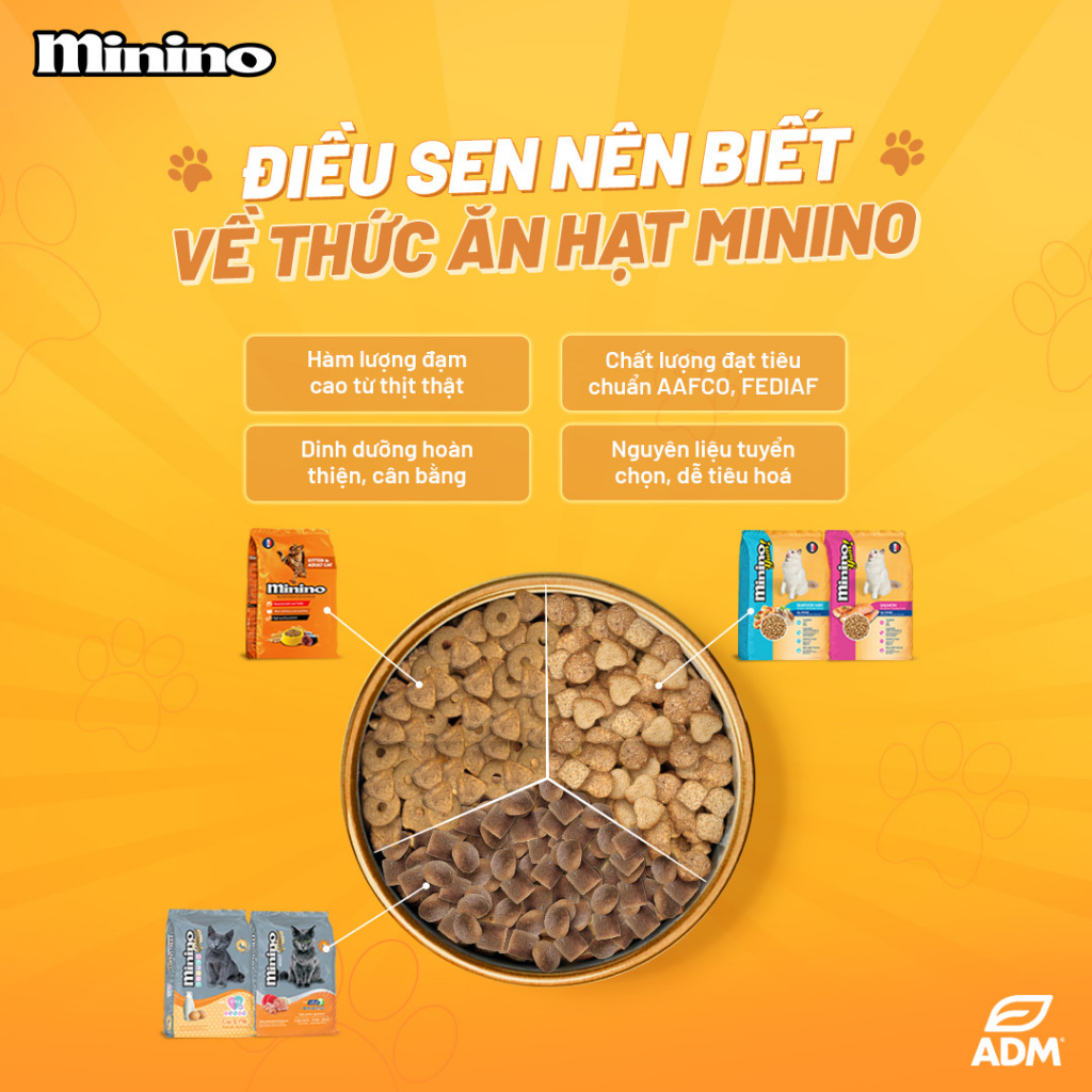 Thức ăn hạt Minino dành cho mèo mọi lứa tuổi